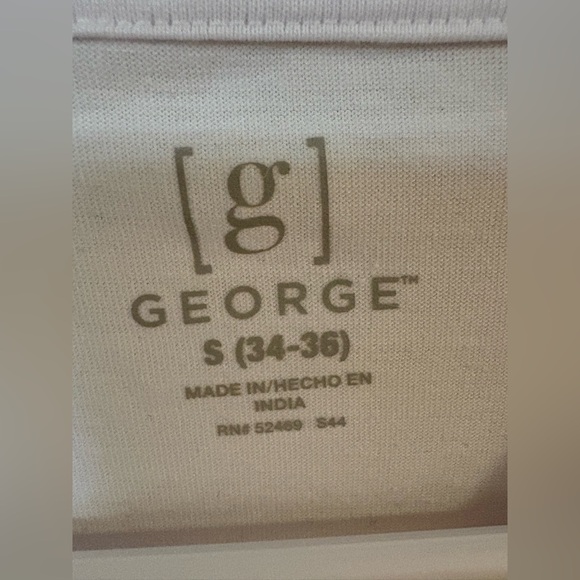 George White V-Neck T-Shirt Small Cotton Polyester Basic Tee - Picture 3 of 5
